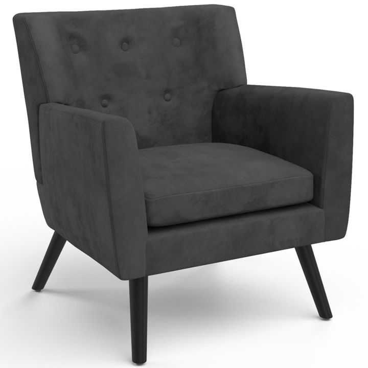 Fauteuil scandinave ANITA en velours gris anthracite