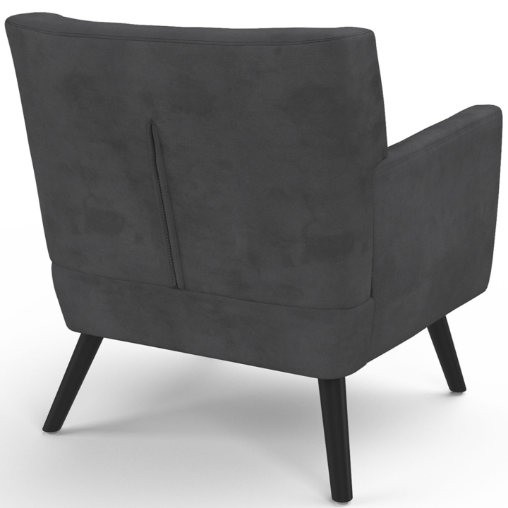 Fauteuil scandinave ANITA en velours gris anthracite