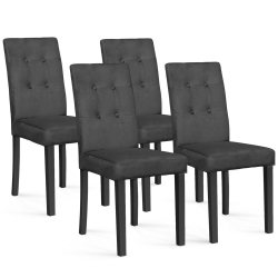 Set van 4 stoelen met grijze fluwelen bekleding en zwarte poten - POLGA | ID Market