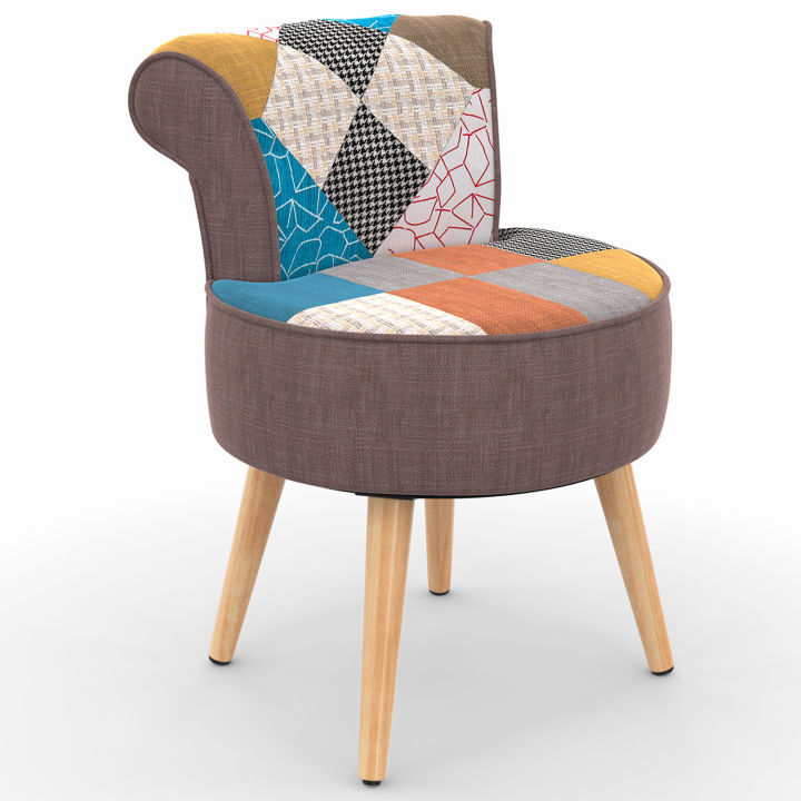 Fauteuil CRAPAUD en tissu patchwork multicouleurs