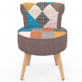 Fauteuil CRAPAUD en tissu patchwork multicouleurs