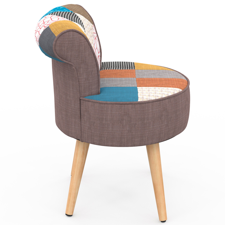 Fauteuil CRAPAUD en tissu patchwork multicouleurs