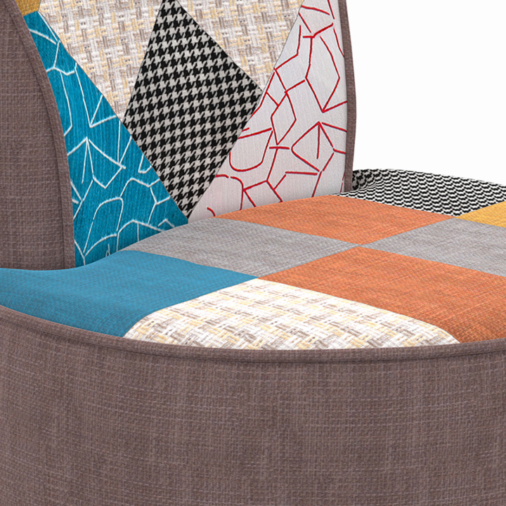 Fauteuil CRAPAUD en tissu patchwork multicouleurs