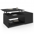 Table basse plateau relevable ELEA avec coffre bois noir