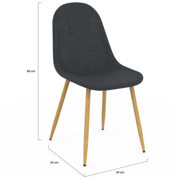 Lot de 6 chaises scandinaves DAPHNE en tissu gris foncé pour salle à manger