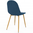 Lot de 6 chaises scandinaves DAPHNE en tissu bleu canard pour salle à manger