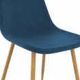 Lot de 6 chaises scandinaves DAPHNE en tissu bleu canard pour salle à manger