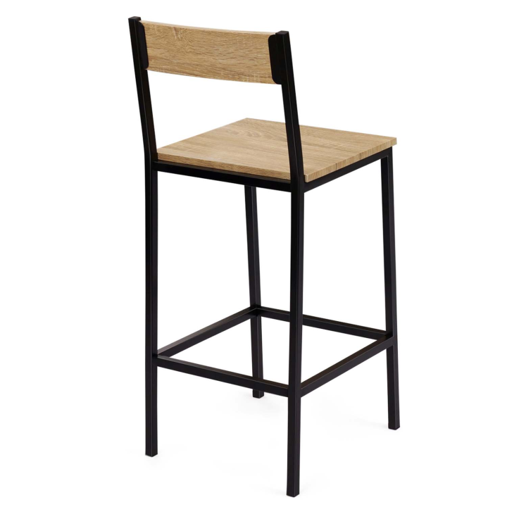 Lot de 4 tabourets de bar DETROIT avec dossier chaise de cuisine design industriel