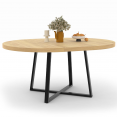 Table à manger extensible ronde SELMA 6-8 personnes bois et noir 120-160 cm