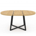 Table à manger extensible ronde SELMA 6-8 personnes bois et noir 120-160 cm