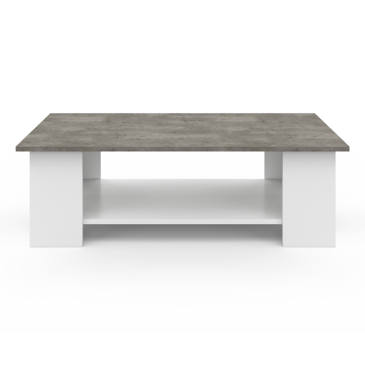 Table basse rectangulaire ELI blanche plateau effet béton 100 cm