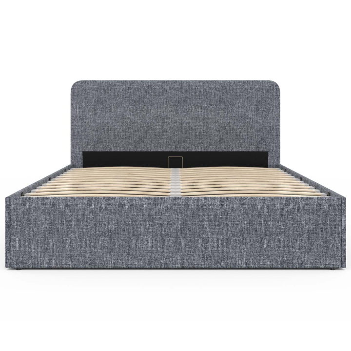 Lit coffre double NORFOLK avec sommier 140x190cm tissu gris anthracite