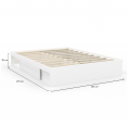 Cadre de lit SALEM avec rangements et sommier 140 x 190 cm blanc + matelas à mémoire de forme ep.20 cm