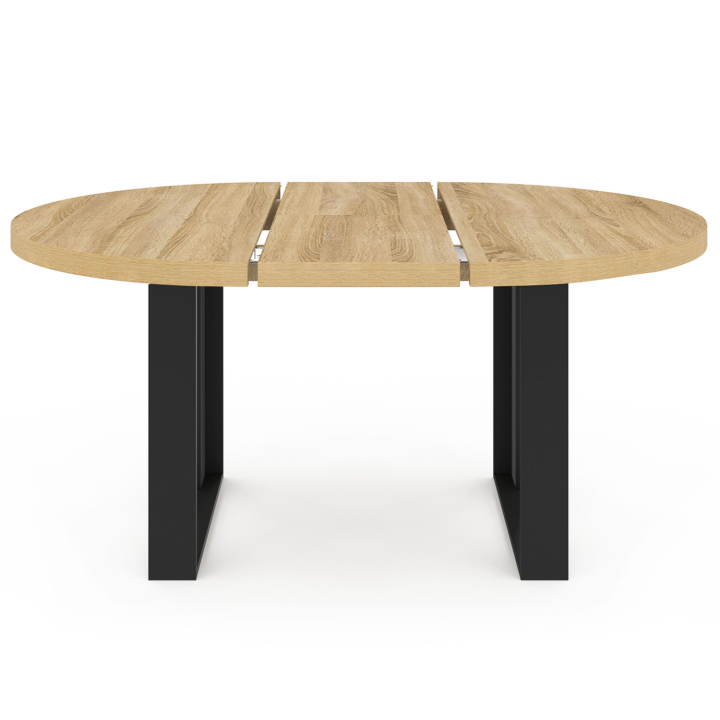 Table à manger extensible ronde PHOENIX 6-8 personnes bois et noir 120-160 cm