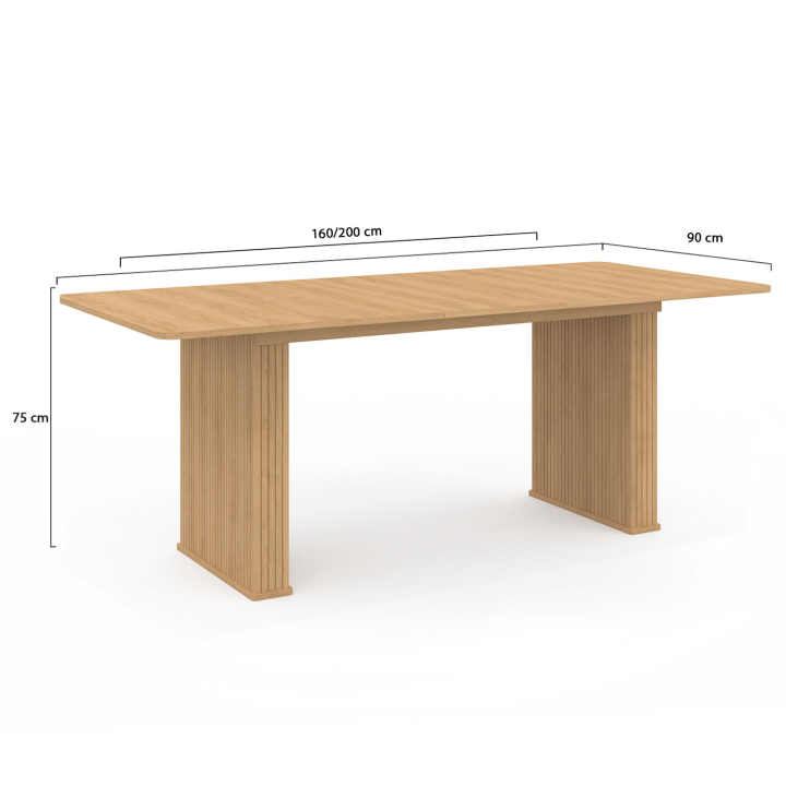 Mesa de comedor rectangular extensible, color madera, 6-10 personas - JULIETTE | ID Market