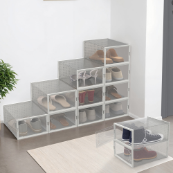 Paquete de 12 cajas de zapatos modulares, apilables y transparentes | ID Market