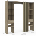 Dressing extensible double bois MERYL 120/180 x 180 cm avec rideau taupe