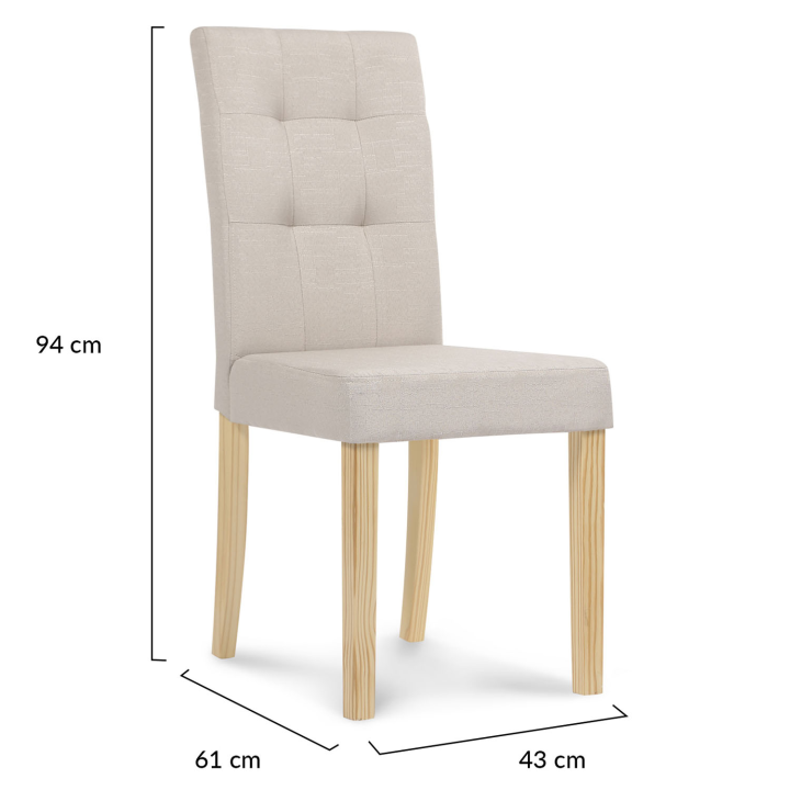 Lot de 4 chaises POLGA capitonnées beiges pour salle à manger