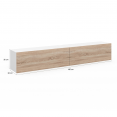 Meuble TV 180 cm suspendu ELIO 2 portes blanc et bois