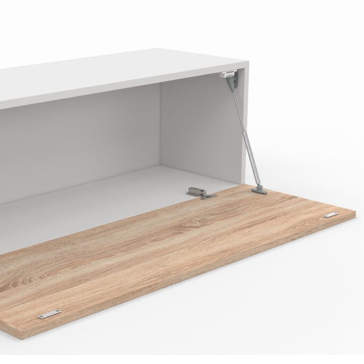 Meuble TV 180 cm suspendu ELIO 2 portes blanc et bois