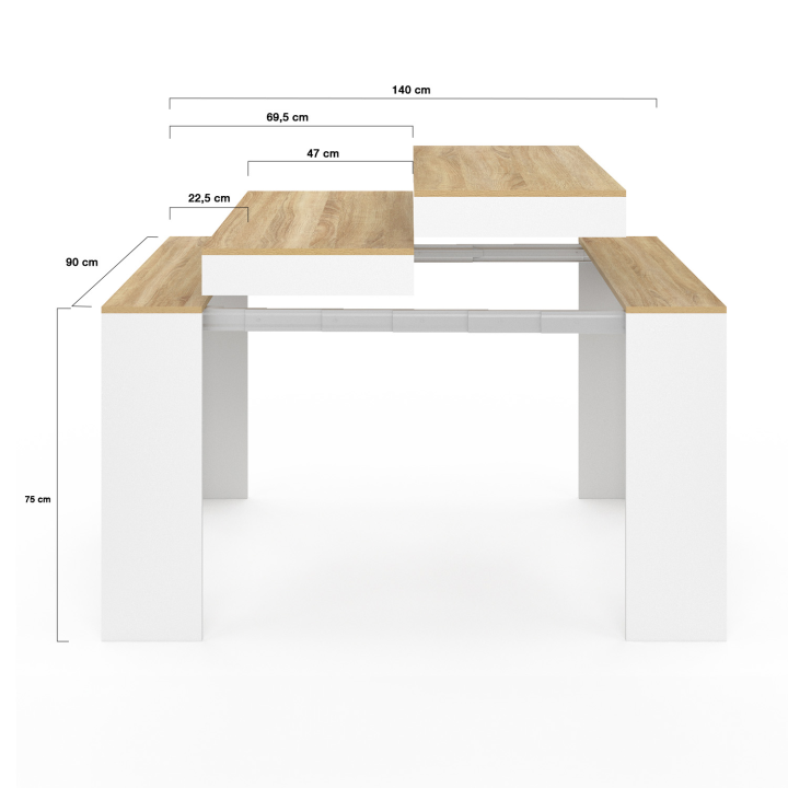 Consola extensible en madera blanca y haya - ORLANDO | ID Market