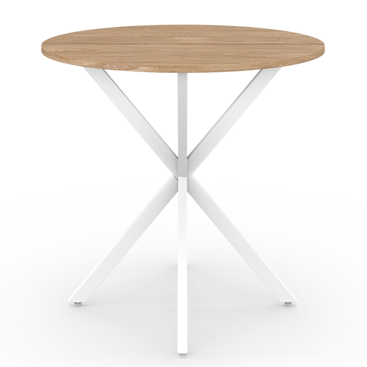 Mesa de comedor redonda 2-4 personas madera y blanco 80 cm - ALIX | ID Market