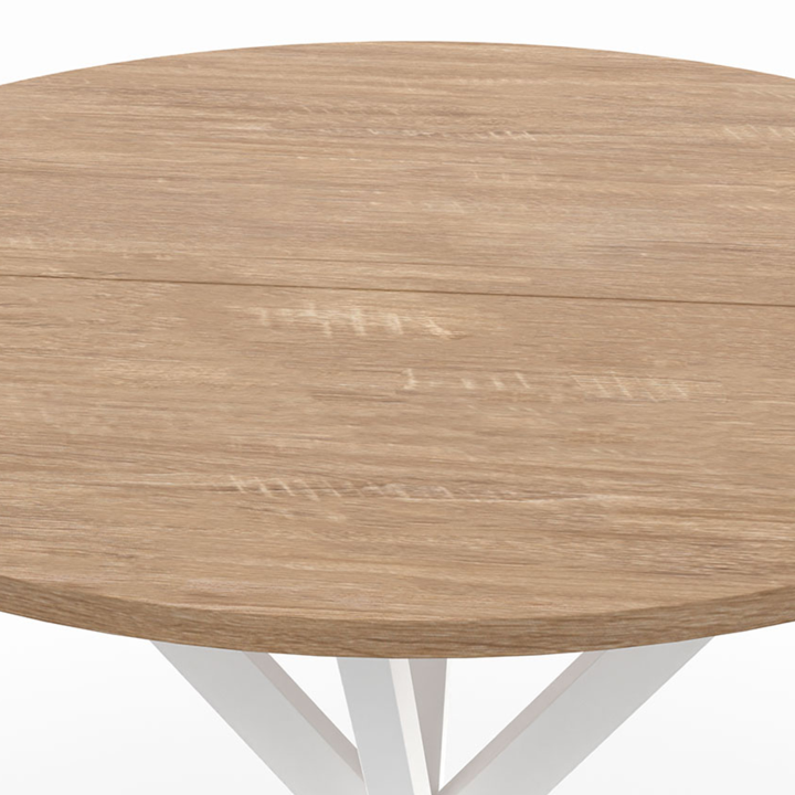 Mesa de comedor redonda 2-4 personas madera y blanco 80 cm - ALIX | ID Market