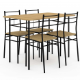 Ensemble table ANGIE 4 personnes + 4 chaises bois et métal noir