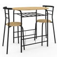 Ensemble table LYNETH 2 personnes + 2 chaises bois et métal noir