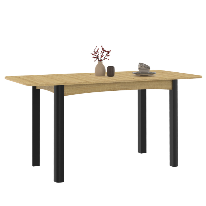 Mesa de comedor rectangular de madera y negro - JUNIO | ID Market