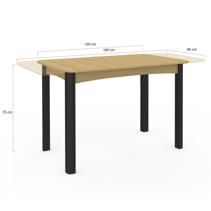 Mesa de comedor rectangular de madera y negro - JUNIO | ID Market