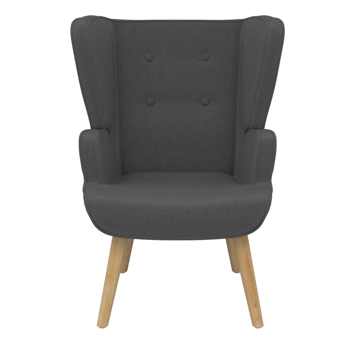 Fauteuil scandinave SVEN grand confort en tissu gris anthracite