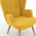 Fauteuil scandinave SVEN grand confort en tissu jaune