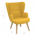 Fauteuil scandinave SVEN grand confort en tissu jaune