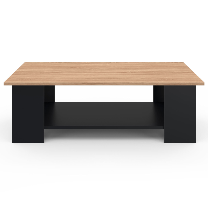 Mesa de centro rectangular negra con tablero de aspecto haya - ELI | ID Market