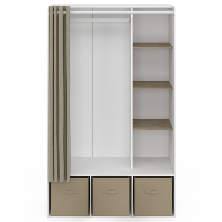 Dressing penderie DIANE 105 x 50 x 172 cm blanc et taupe