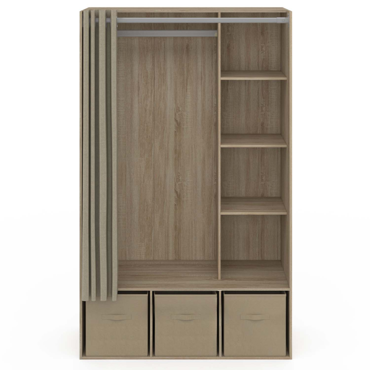 Dressing penderie DIANE 105 x 50 x 172 cm hêtre et taupe