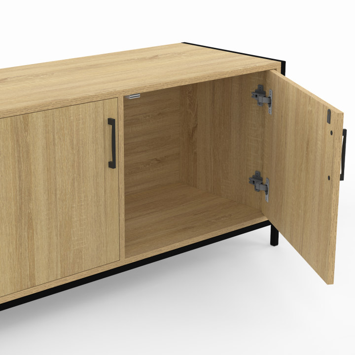 Mueble TV 160 cm con 2 puertas industriales de metal y madera - DETROIT | ID Market