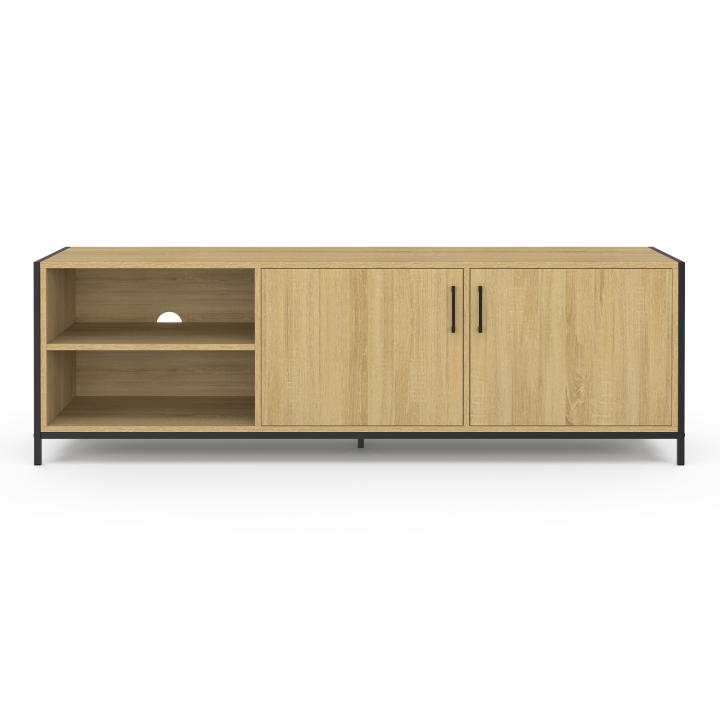 Mueble TV 160 cm con 2 puertas industriales de metal y madera - DETROIT | ID Market