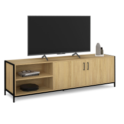 Mueble TV 160 cm con 2 puertas industriales de metal y madera - DETROIT | ID Market