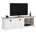 Meuble TV 140 cm vintage ISIS bois et blanc