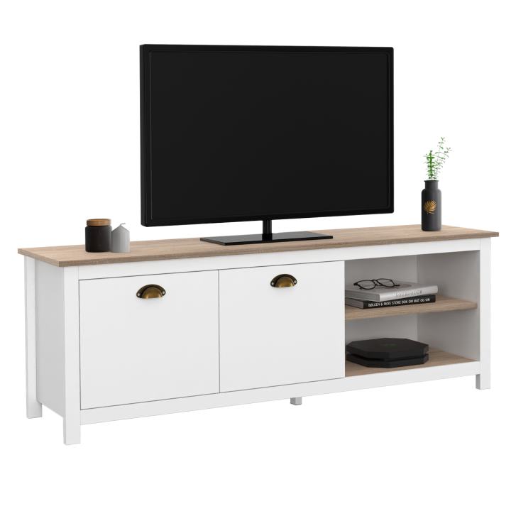 Soporte de TV vintage de madera y blanco 140cm - ISIS | ID Market