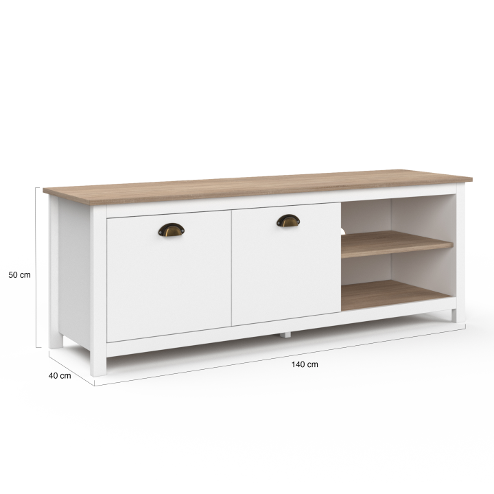 Soporte de TV vintage de madera y blanco 140cm - ISIS | ID Market