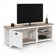 Meuble TV 140 cm vintage ISIS bois et blanc