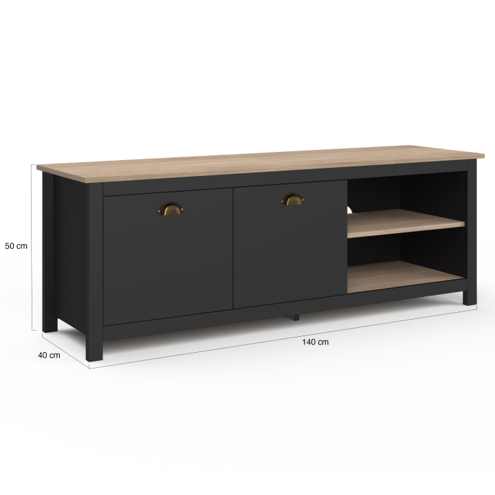 Soporte de TV vintage de madera y negro 140cm - ISIS | ID Market