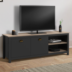 Soporte de TV vintage de madera y negro 140cm - ISIS | ID Market