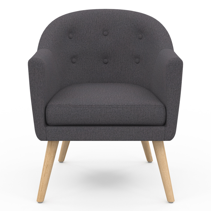 Fauteuil scandinave OLAN cabriolet en tissu gris anthracite