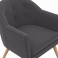 Fauteuil scandinave OLAN cabriolet en tissu gris anthracite