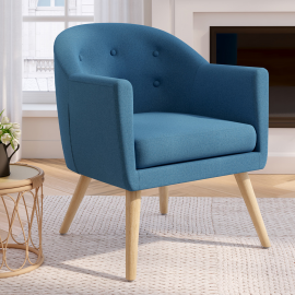 Fauteuil scandinave OLAN cabriolet en tissu bleu