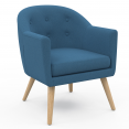 Fauteuil scandinave OLAN cabriolet en tissu bleu